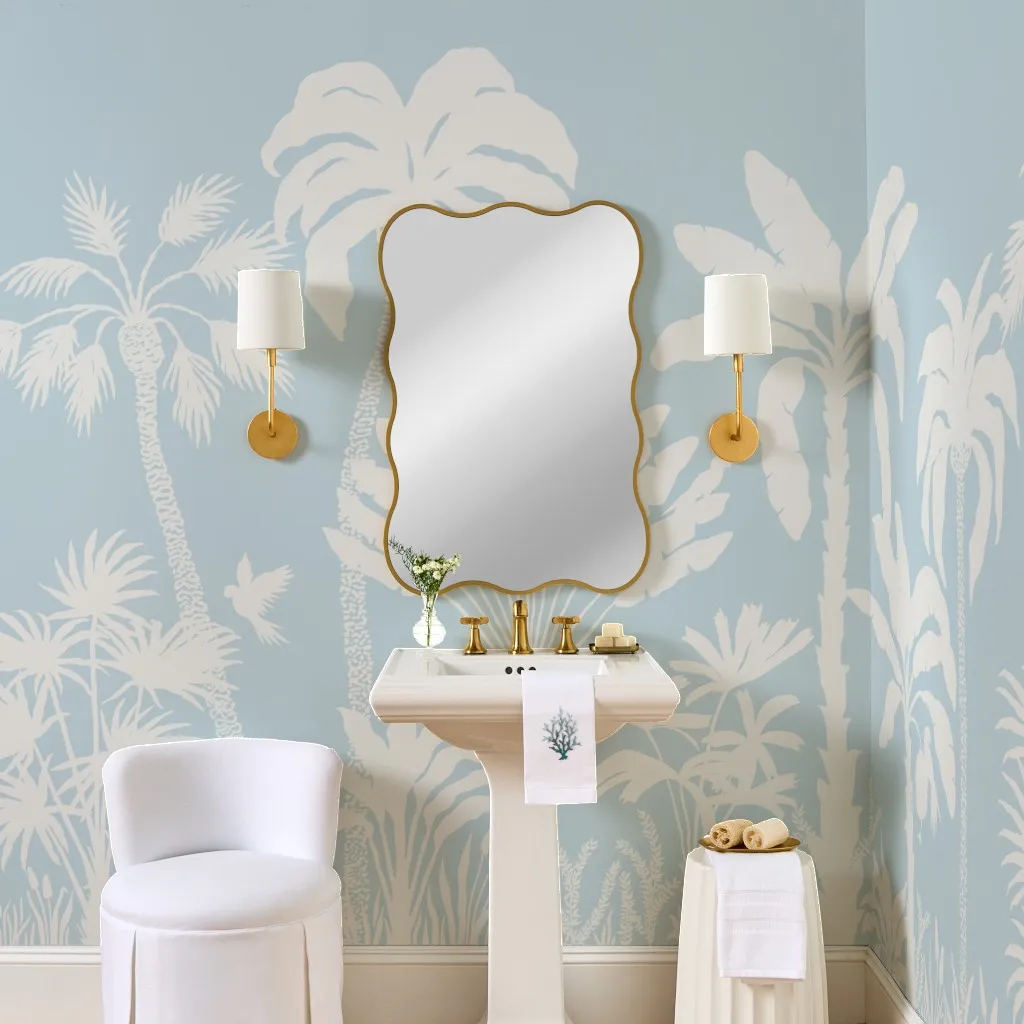 Tropical Palm Silhouette in Powder Blue