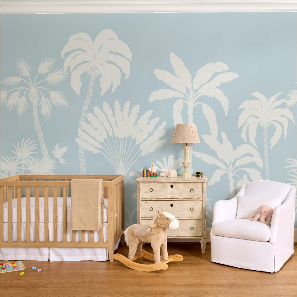 Tropical Palm Silhouette in Powder Blue