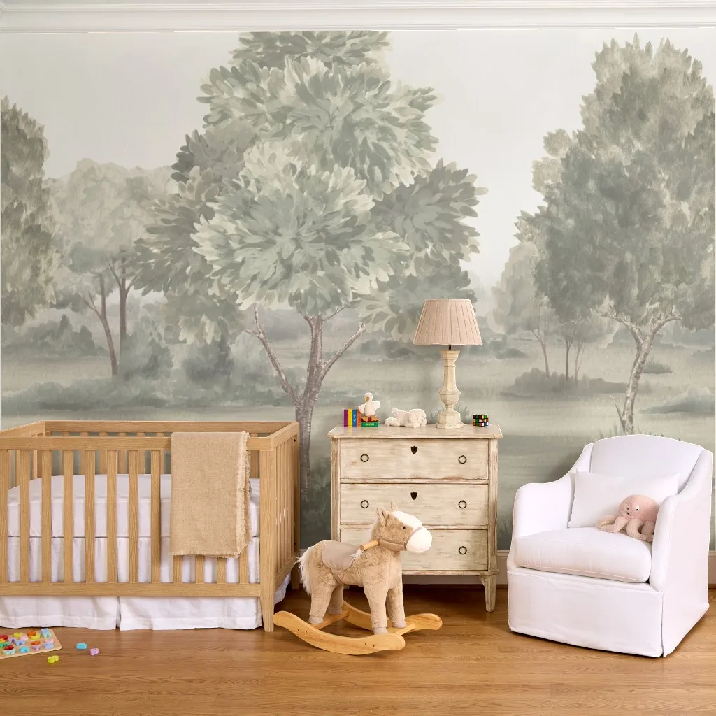 Misty Landscape in Bold Olive