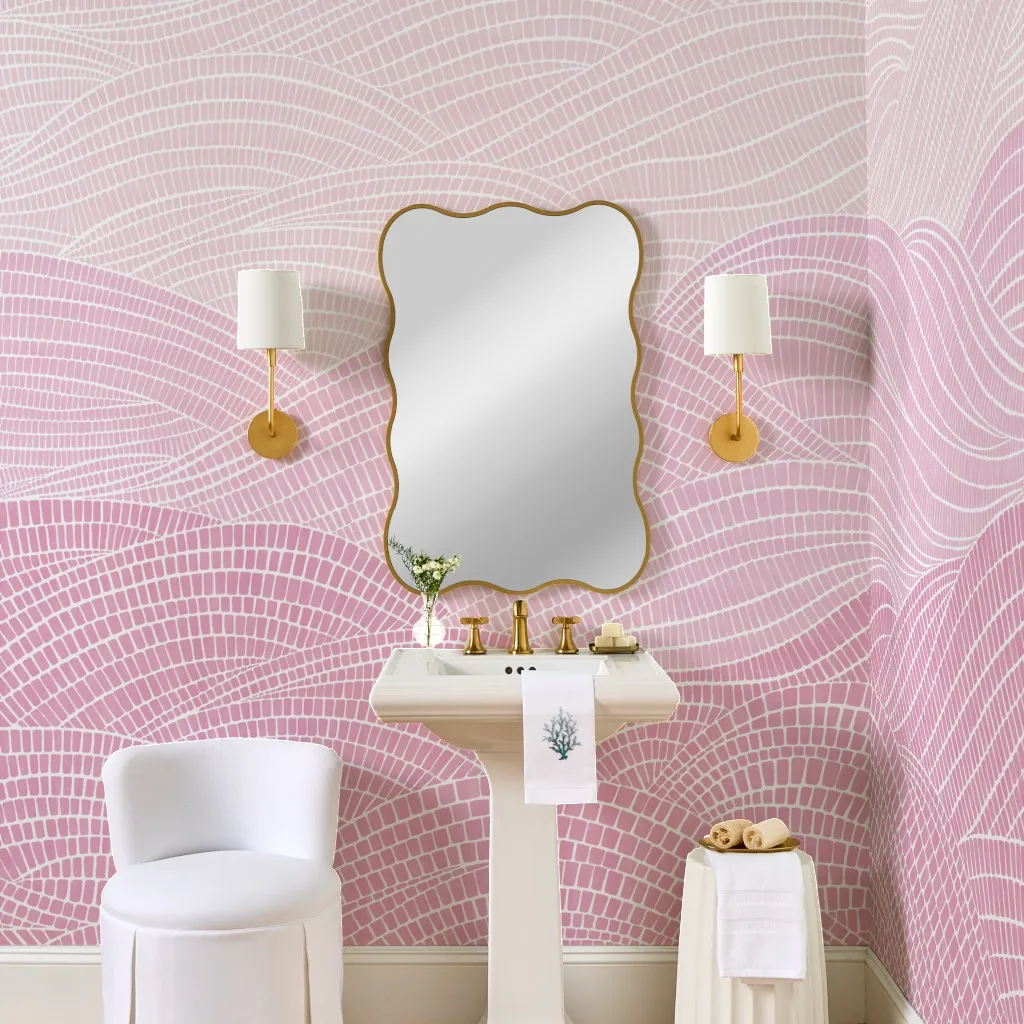 Pastel Pink Coastal Organic Abstract Waves