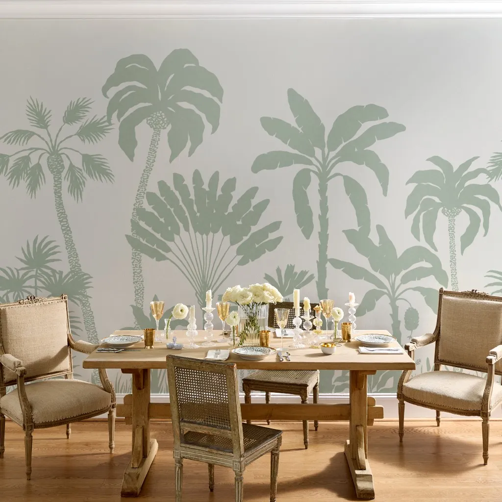 Tropical Palm Silhouette in Sage Green