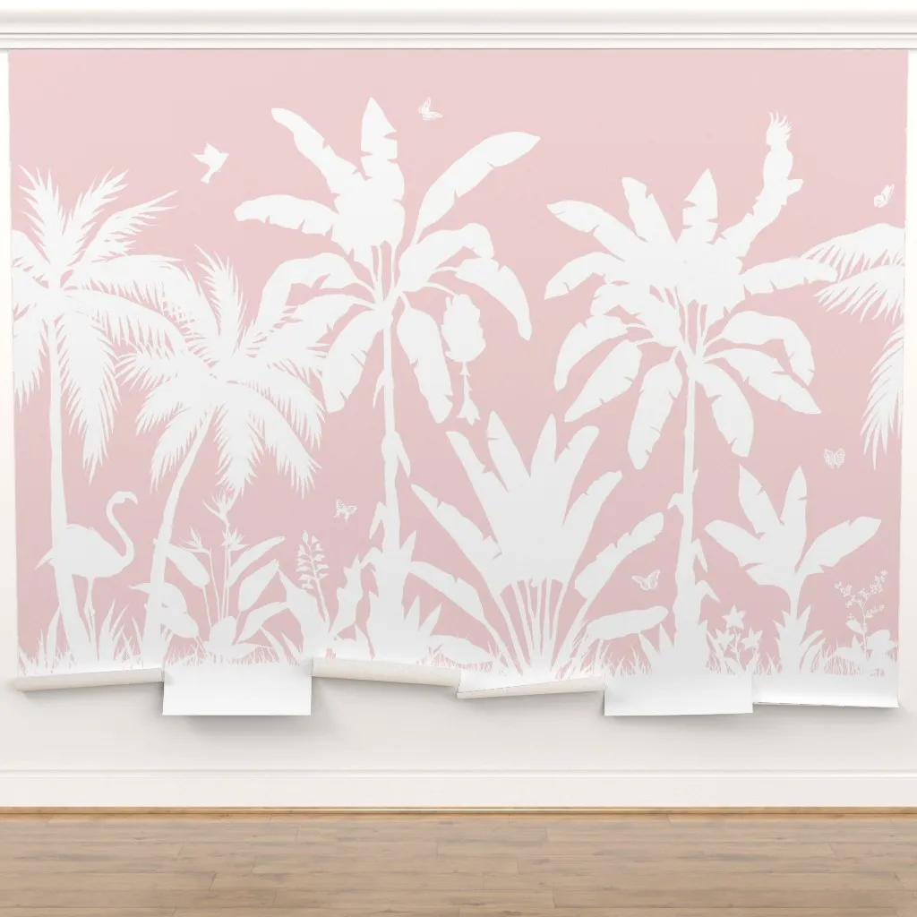 Palm Silhouette Mural in Ballet Slipper and White