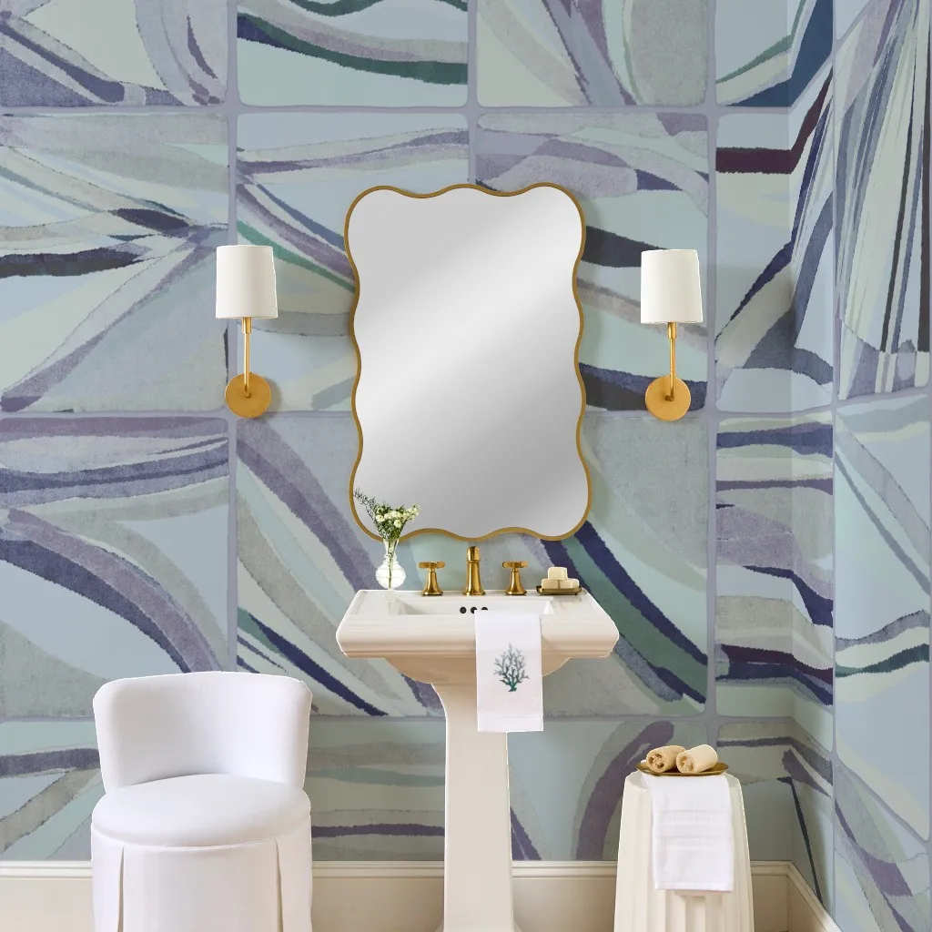 Opal: Abstract Modern Watercolor Grid Painting with Organic Brushstrokes in Soft Blue Tones