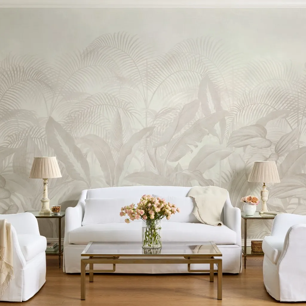 Bahia-Vintage Jungle Leaves- ivory beige