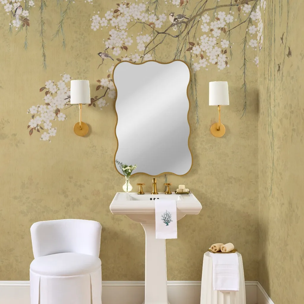 Sakura: Japanese Blossom Branches and Hanging Vines_golden yellow
