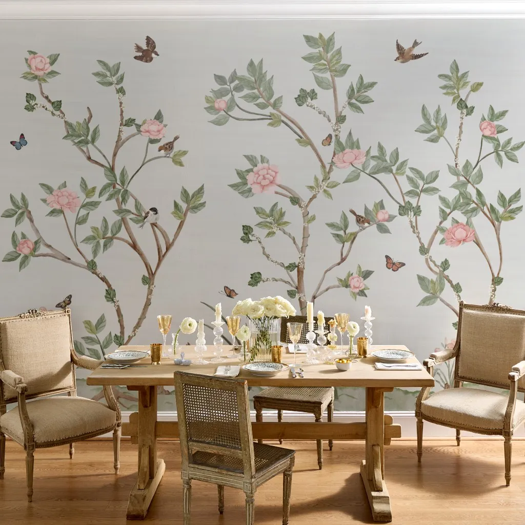 Whimsical Watercolor Chinoiserie in Eggshell White