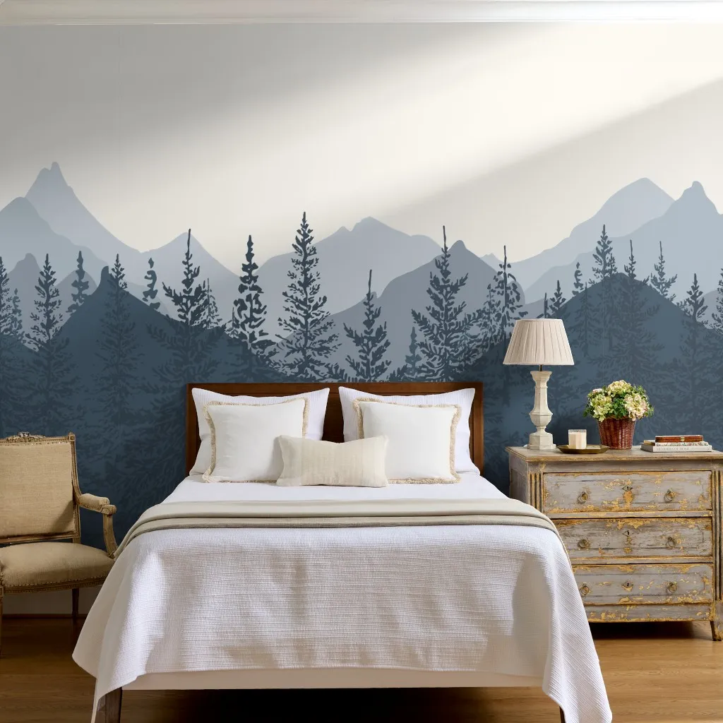 Forest Mountain Landscape Natural Blue
