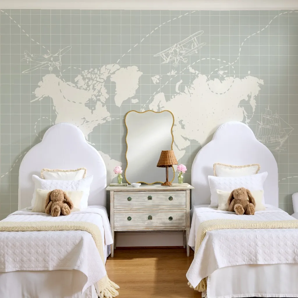 Around The World Map in Sea Salt