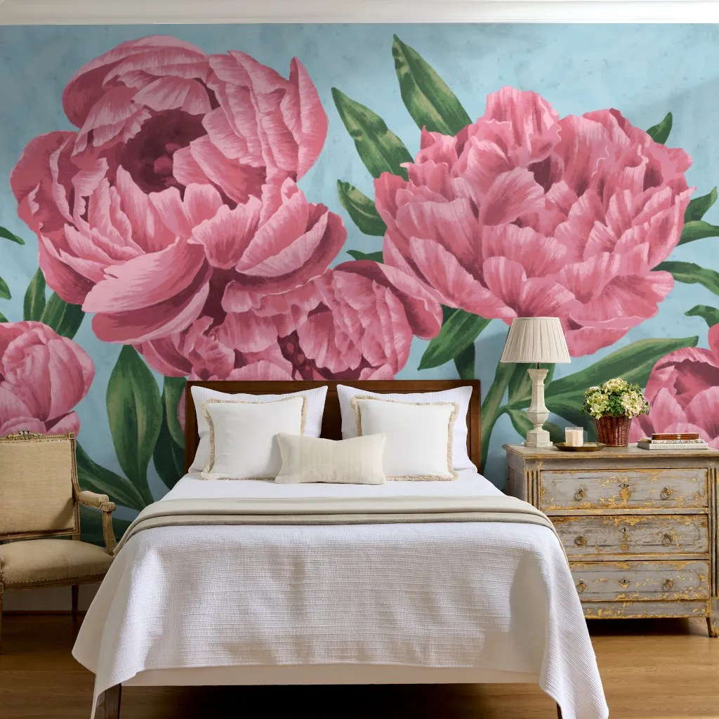 Romantic Peony Botanical Bouquet Floral - Hot Pink